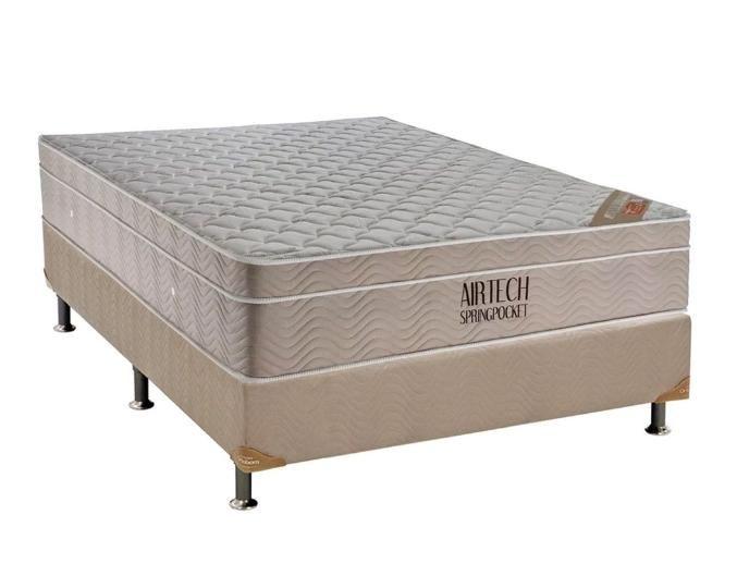 Cama Box + Colchão Airtech Springpocket Casal 138X188X61 Ortobom