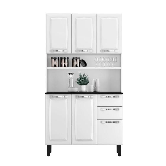 Kit de Cozinha Compacta Branco em Aço 6 Portas 2 Gavetas