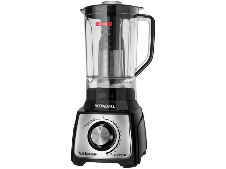 Liquidificador Mondial Turbo com Filtro 12 Velocidades 1200W Inox Preto