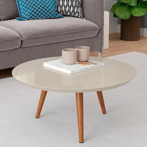 Mesa de Centro Alta Patrimar Lins - Off White/Cedro